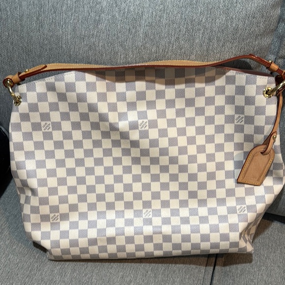 Checkered Beige Designer Tote Bag - Picture 1 of 9
